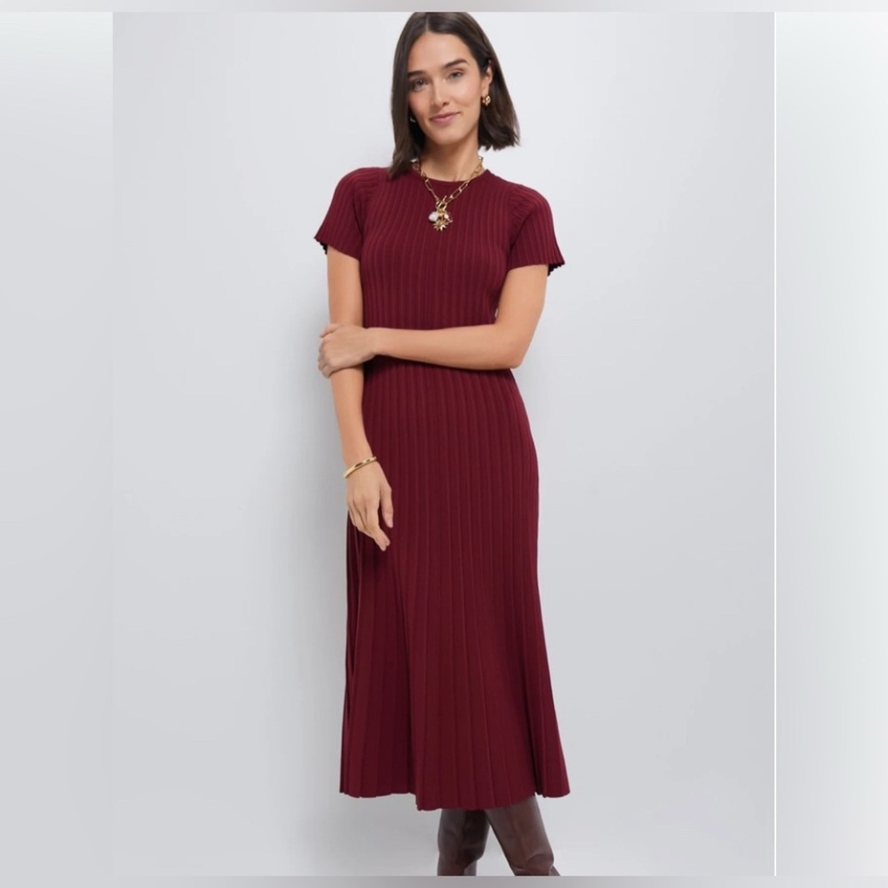 Hyacinth House Oxblood Knit Murphy Swing Midi Dress Sz. Small NWOT